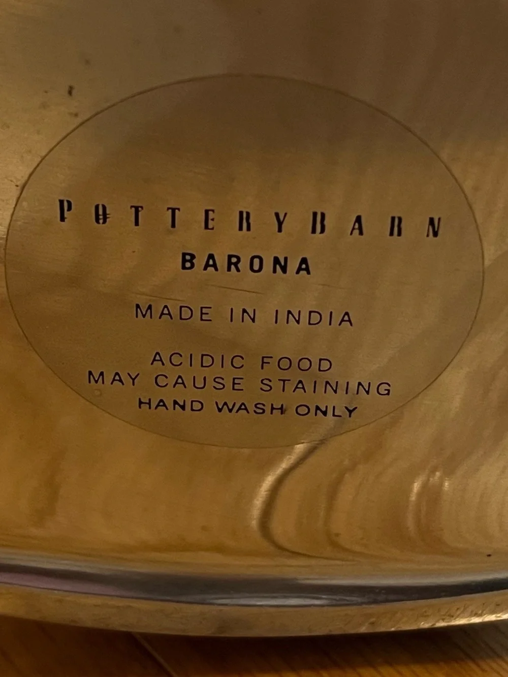 Pottery Barn Barona Silver Metal Wine Bucket with Handled Rim